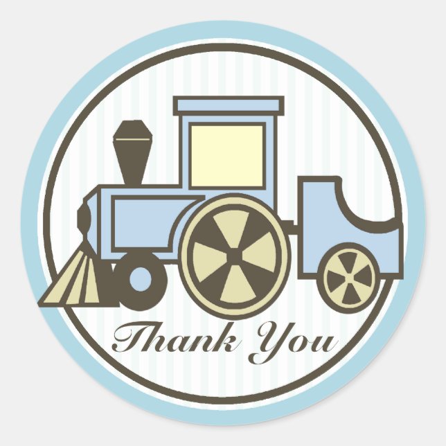 Sticker Rond Choo Choo Train Baby Blue (Devant)