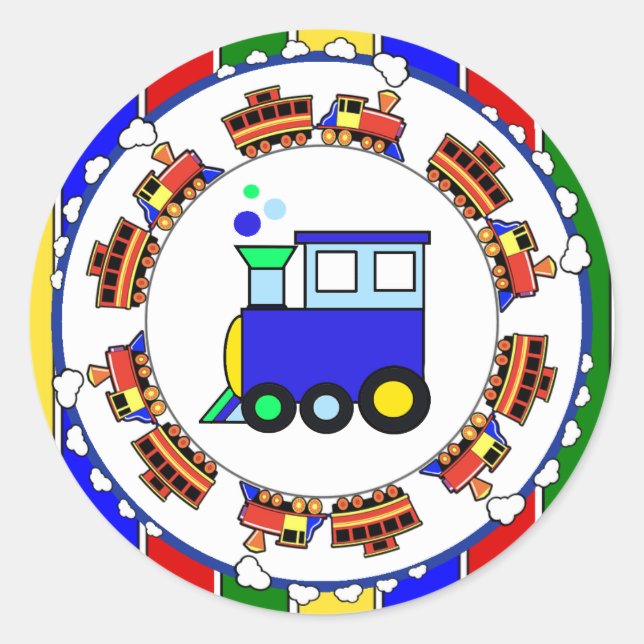 Sticker Rond Choo Choo Train Premier Baby shower Anniversaire (Devant)
