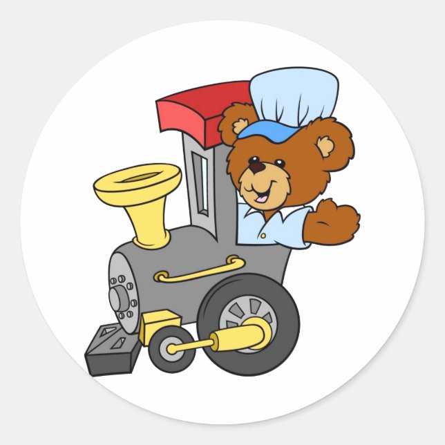 Sticker Rond Choo Choo Train Teddy Bear (Devant)