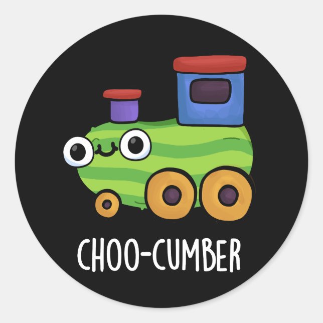 Sticker Rond Choo-cumber Funny Concombre Pun de Concombre Dark  (Devant)