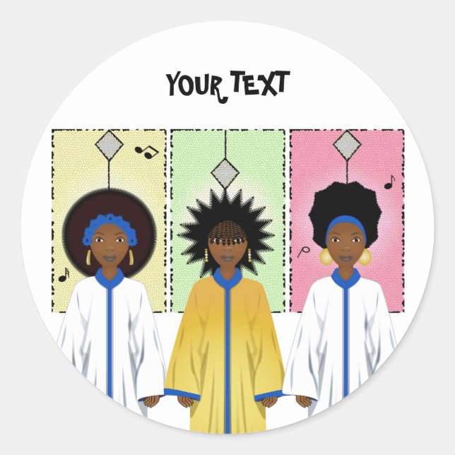 Sticker Rond Chorale de Noël afro-américaine (Devant)