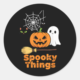Sticker Rond Choses effrayantes Mignon Citrouille d'Halloween F