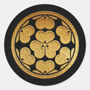Sticker Rond Chosokabe Kamon Nanatsu Katabami en or
