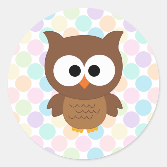 Sticker Rond Chouette Brown aux gros yeux (Devant)