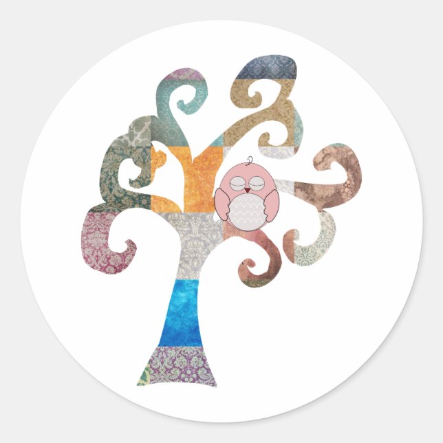 Sticker Rond Chouette couchée (Devant)