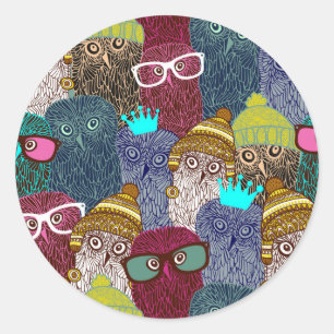 Sticker Rond Chouette dans la couronne