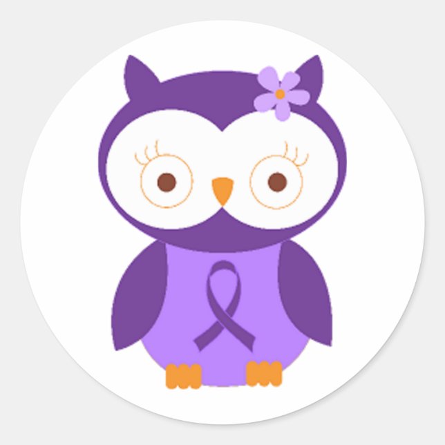Sticker Rond Chouette de Fibromyalgie (Devant)