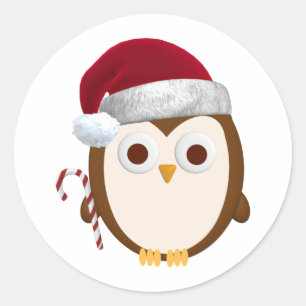 Sticker Rond Chouette de Noël
