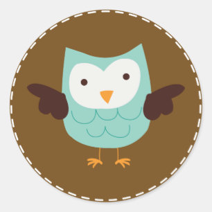 Sticker Rond Chouette de printemps {aqua}