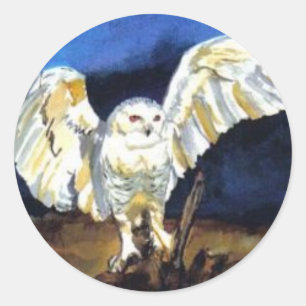 Sticker Rond Chouette des neiges par Paula Atwell