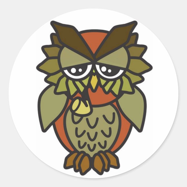 Sticker Rond Chouette fumante 2.0 Brown (Devant)