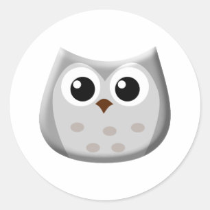 Sticker Rond Chouette grise