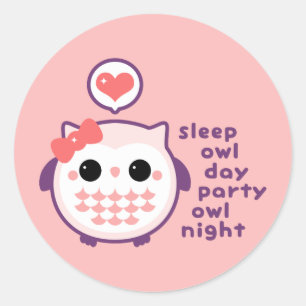 Sticker Rond Chouette nocturne drôle