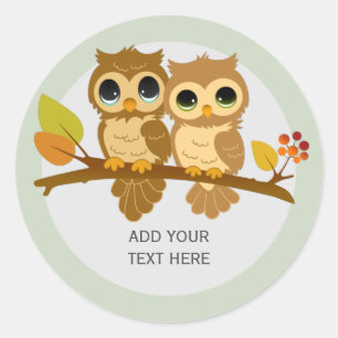 Sticker Rond Chouette personnalisée