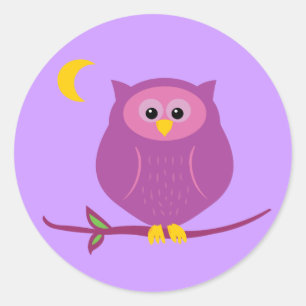 Sticker Rond Chouette pourpre