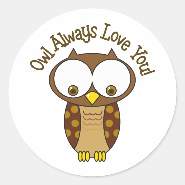 Sticker Rond Chouette t'aime toujours (Devant)