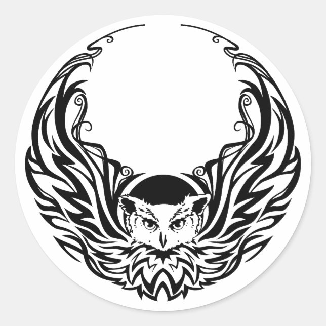 Sticker Rond Chouette tribale (Devant)