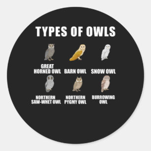 Sticker Rond Chouette Types Écorce de neige Inséparables d'obse
