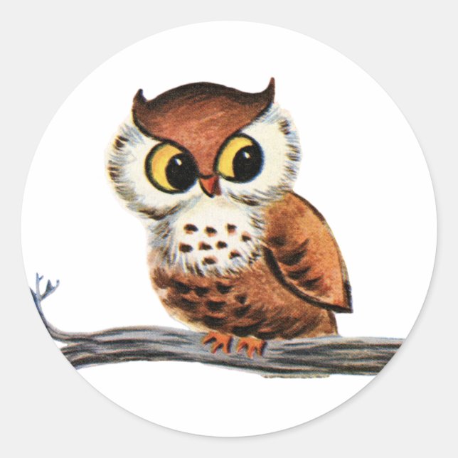 Sticker Rond Chouette vintage (Devant)