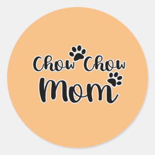 Sticker Rond Chow Chow Maman Typographie Pawprint