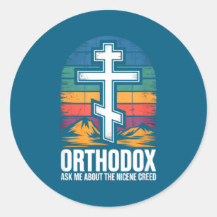 Sticker Rond Chrétien orthodoxe, demandez-moi à propos du symbo
