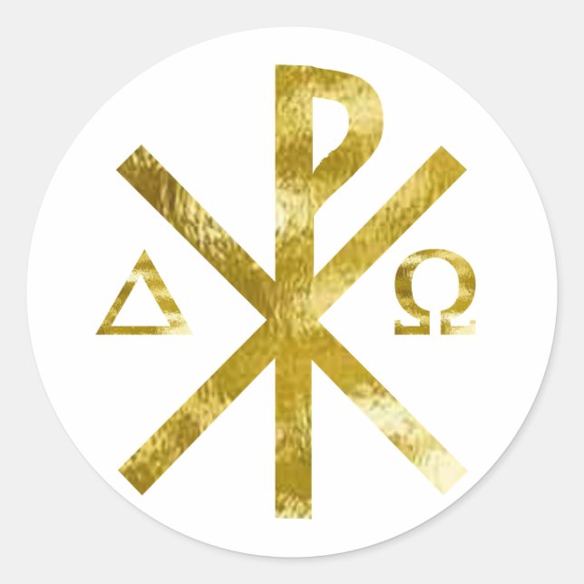 Sticker Rond Chrisme Alpha Oméga Or-2 (Devant)