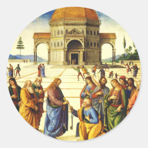 Sticker Rond Christ Donner les clés à saint Pierre