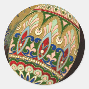 Sticker Rond Christ Est Ressuscité ! Oeuf de Pâques russe Vin