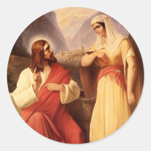 Sticker Rond Christ et Samaritain par Christian Schleisner