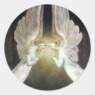 Sticker Rond Christ Gardé par les Anges par William Blake