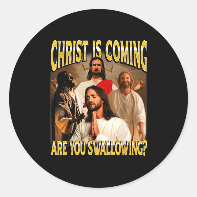 Sticker Rond Christ Is Coming Prepare Your Heart Retro Men Wome (Devant)