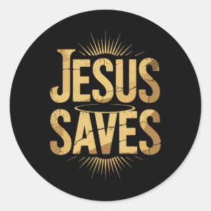 Sticker Rond Christan Jésus économise Premium