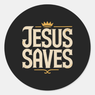 Sticker Rond Christan Jésus économise Premium