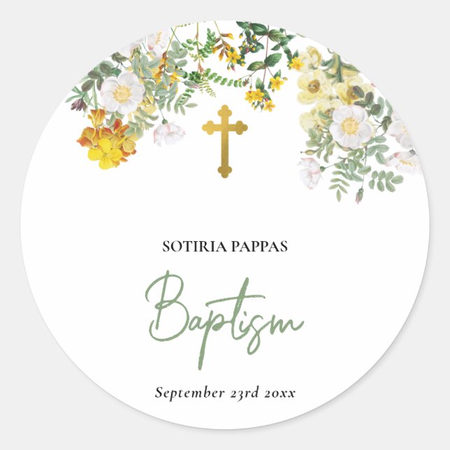 Sticker Rond Christening Baptême Favoriser Garçon Fille (Devant)