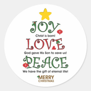 Sticker Rond Christian Christmas Joy Amour et Paix