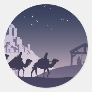 Sticker Rond Christian Christmas Nativité Scene