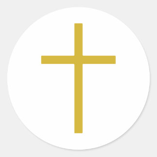 Sticker Rond Christian Cross Gold
