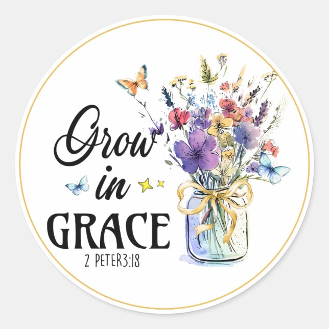 Sticker Rond Christian Grow en grâce 2Pierre 3 : 18 (Devant)