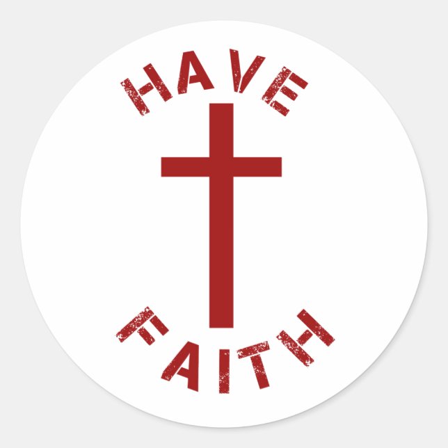 Sticker Rond Christian have Faith Croix Rouge et design de text (Devant)