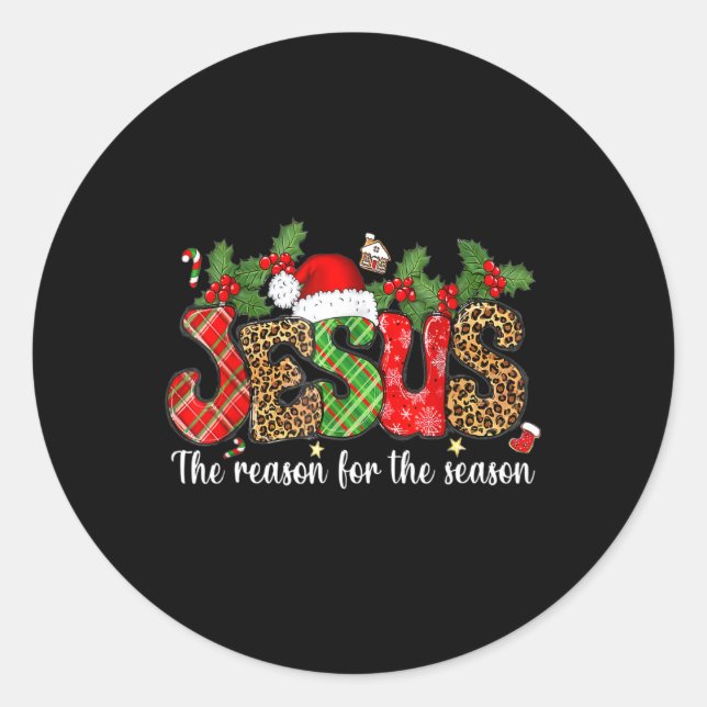 Sticker Rond Christian Jesus La Raison Noël Fête Saison Chr (Devant)