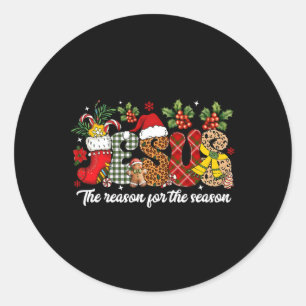 Sticker Rond Christian Jesus La Raison Noël Fête Saison Chr