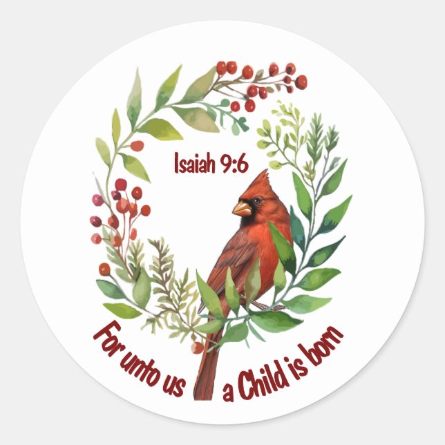 Sticker Rond Christian Jesus Quote Cardinal Red Bird (Devant)