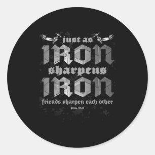 Sticker Rond Christian Papa Iron Sharpens Iron Bible Proverbes