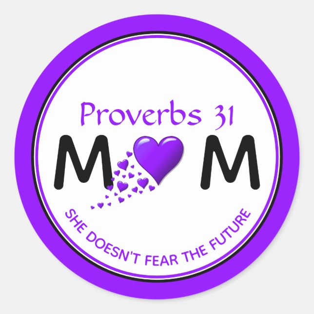 Sticker Rond Christian PROV 31 MOM Purple Heart Fête des Mères (Devant)