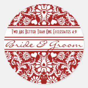 Sticker Rond Christian Religieux Damask Vintage Floral Mariage