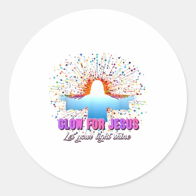 Sticker Rond Christian Religious Glow For Jesus Let Your Light  (Devant)