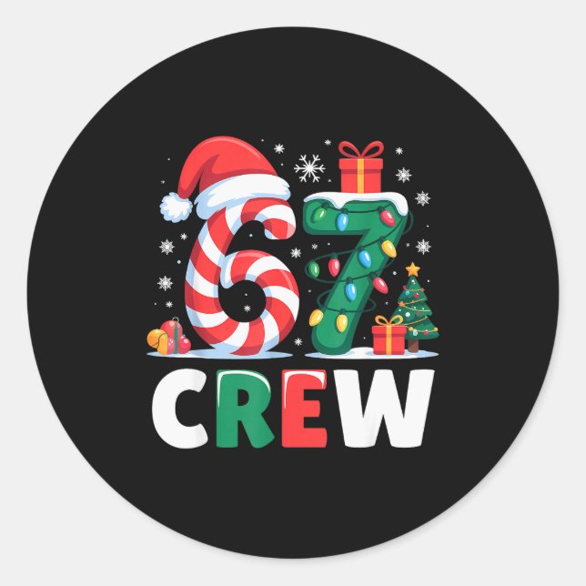 Sticker Rond Christmas 67 Crew Brainrot Funny Candy Cane Lights (Devant)