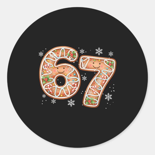 Sticker Rond Christmas 6 7 Six Seven Funny 67 Meme Gingerbread  (Devant)