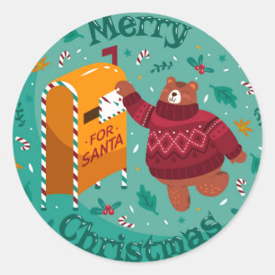 Sticker Rond Christmas Bear