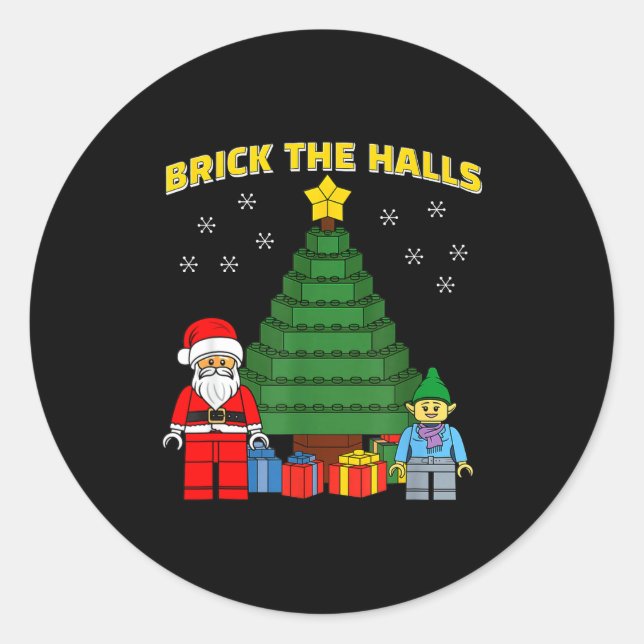 Sticker Rond Christmas Building Bricks Brick The Halls Block Bu (Devant)